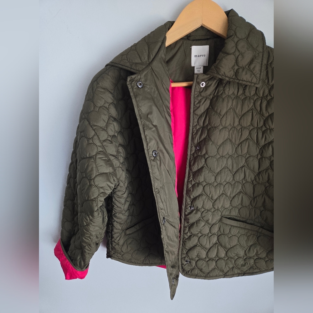 New MAEVE Quilted Jacket - Olive Green and Pink